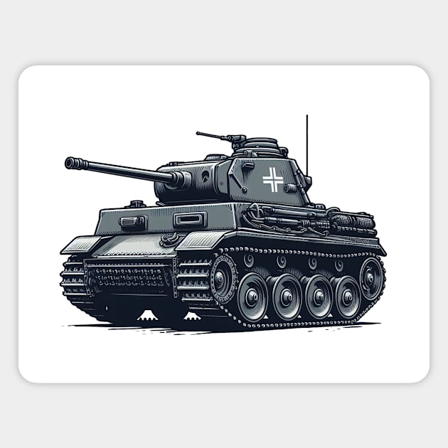 Vintage German Panzer Tank Illustration Magnet by BattlegroundGuide.com